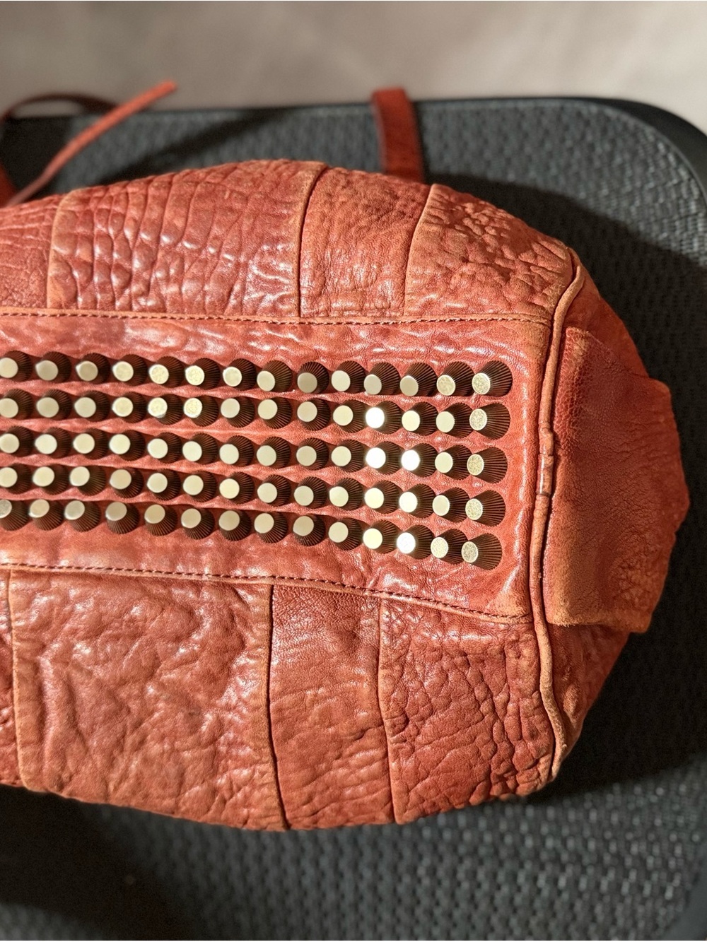 Alexander Wang Rocco Rockie Oxblood Red Studded Leather Crossbody Bag - Picture 2 of 6